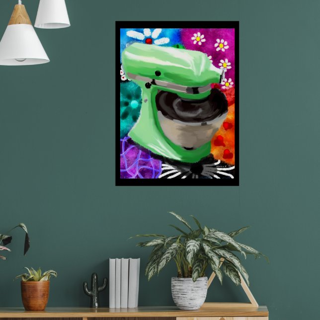 Poster Stand Mixer Funky Art Abstrait Vert rose (Salon 1)