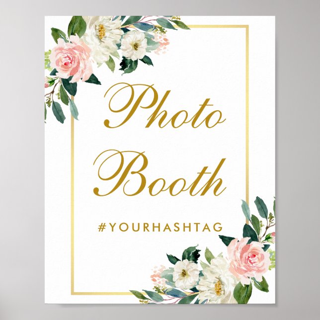 Poster Stand Photo Mariage Fleur Rose Doré (Devant)