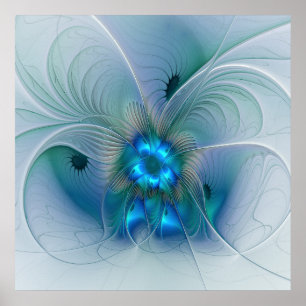 Poster Standing Ovations, Abstract Blue Turquoise Fractal