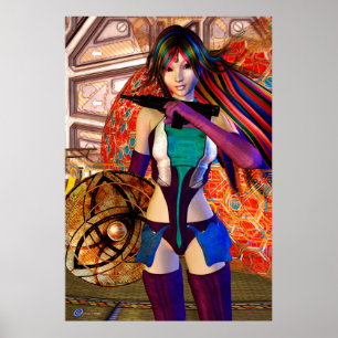 Poster Star Beam Science Fiction Imaginaire Art