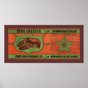 Poster Star Lobster Art Étiquette Vintage