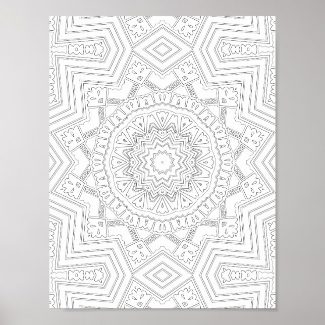 Poster Starburst Geometry Coloring Page Art Design (Devant)