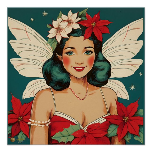 Poster Starlet Retro les années 50 Tropical Christmas Pin (Devant)