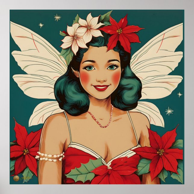 Poster Starlet Retro les années 50 Tropical Christmas Pin (Devant)