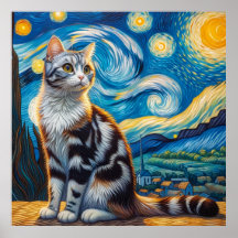 Starry American Bobtail Portrait de chat