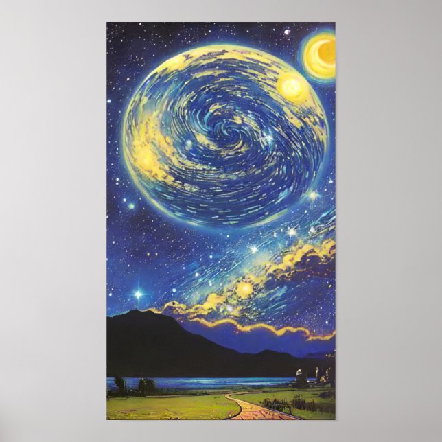 Poster "Starry Dreamscape : Une peinture Imaginaire fasci (Devant)