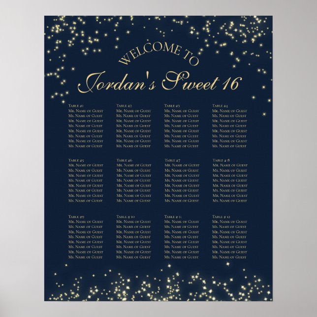 Poster Starry Night 12 table Seating Chart (Devant)