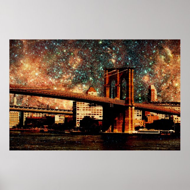Poster Starry Night Brooklyn Bridge (Devant)