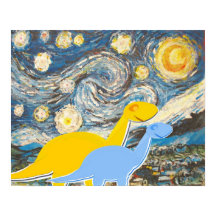 Poster Starry Night Dinosaures Imprimer