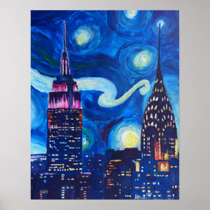 Poster Starry Night in New York - Van Gogh Inspirations