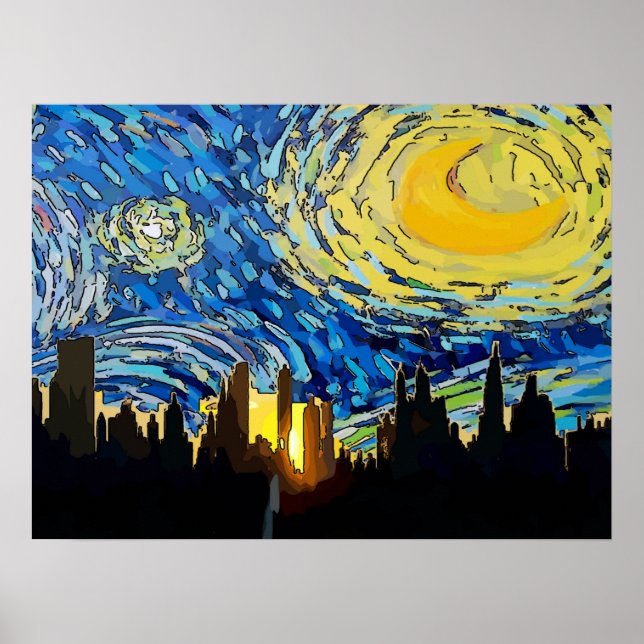 Poster Starry Night New York Abstrait Sky (Devant)