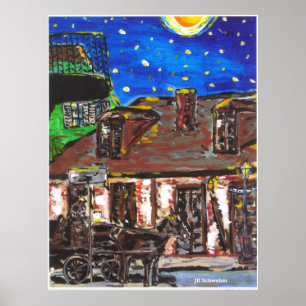 Poster Starry Night Old Black Smith Shop