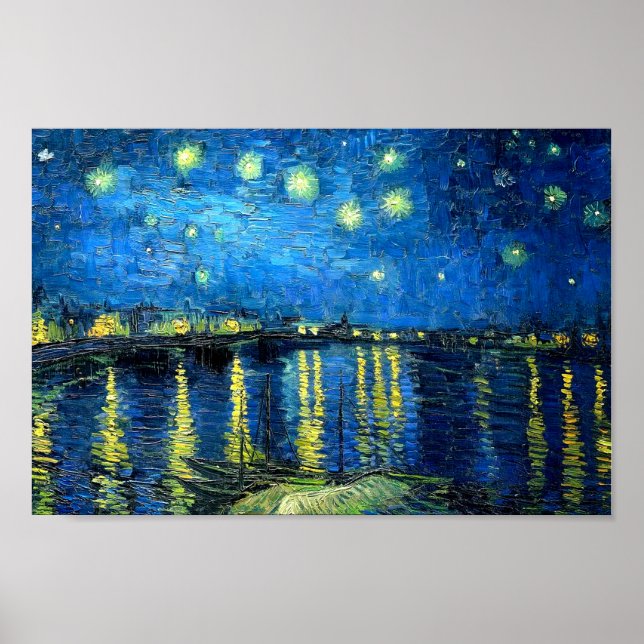 Poster Starry Night Over the Rhone (1888) Van Gogh Art (Devant)