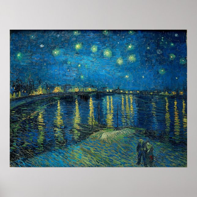 Poster Starry Night Over the Rhone par Vincent van Gogh (Devant)