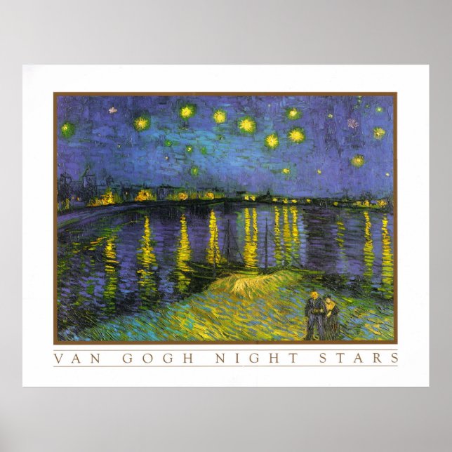 Poster Starry Night Over the Rhone par Vincent Van Gogh (Devant)