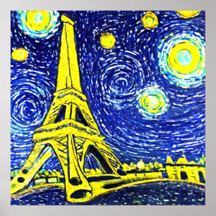 Poster Starry Night Paris France