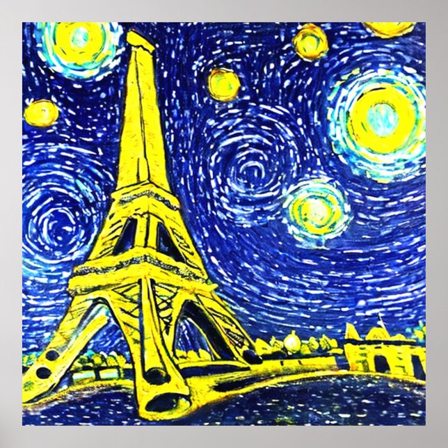 Poster Starry Night Paris France (Devant)