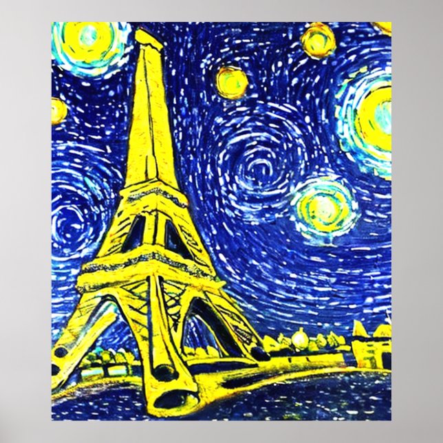 Poster Starry Night Paris France (Devant)