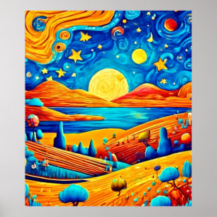 Poster Starry Night Surrealism Dessin