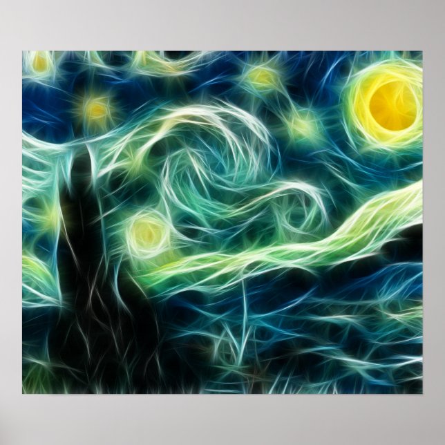 Poster Starry Night Van Gogh Fractal art (Devant)