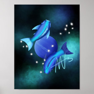 Poster Starry Pisces Neptune Zodiac