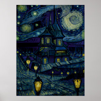 Poster Starry Sanctuaire dans le style Van Gogh