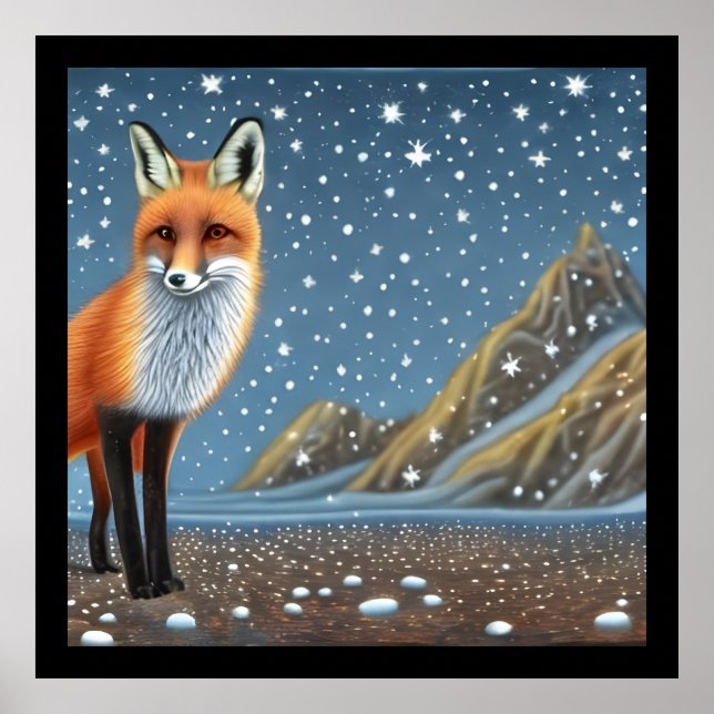 Poster Starry Starry Night Storybook Fox (Devant)