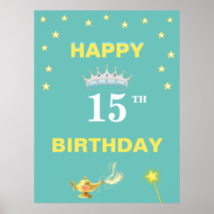 Poster Stars, Crown Tiara & Magic Lamp 15e anniversaire