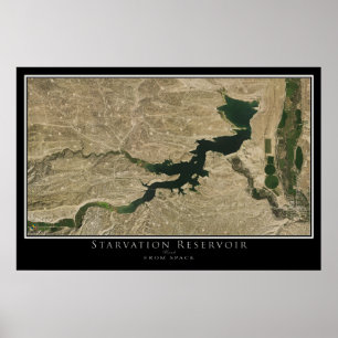 Poster Starvation Réservoir Utah Carte de l'affiche satel