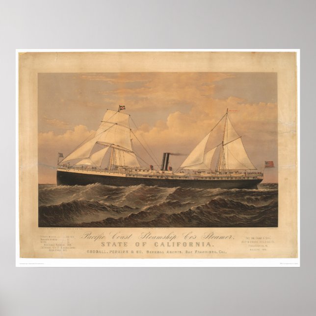 Poster "State of California" Steamer (1275A) (Devant)
