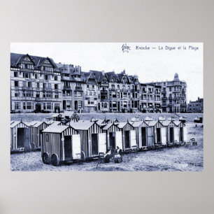 Poster Station balnéaire et plage vintage d'époque de