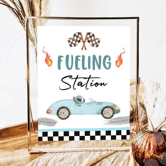 Poster Station d'alimentation Blue Race Car Deux Annivers (Créateur téléchargé)