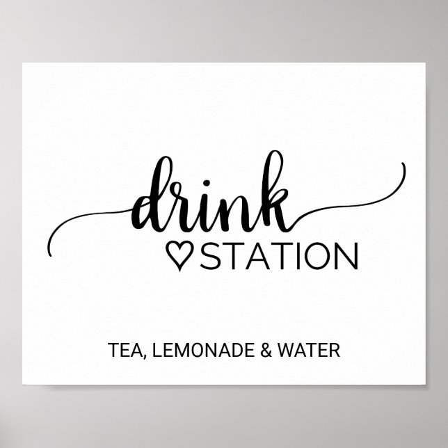 Poster Station de boisson Mariage de calligraphie noire s (Devant)