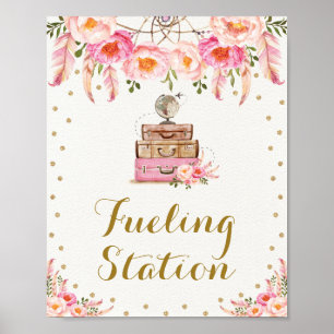 Poster Station de carburant Pink Adventure Travel Miss to
