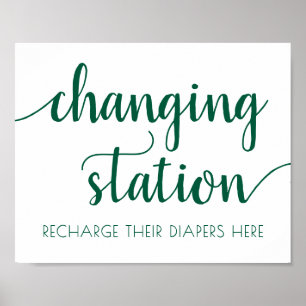 Poster Station de changement vert simple   SYMBOLE Jade D