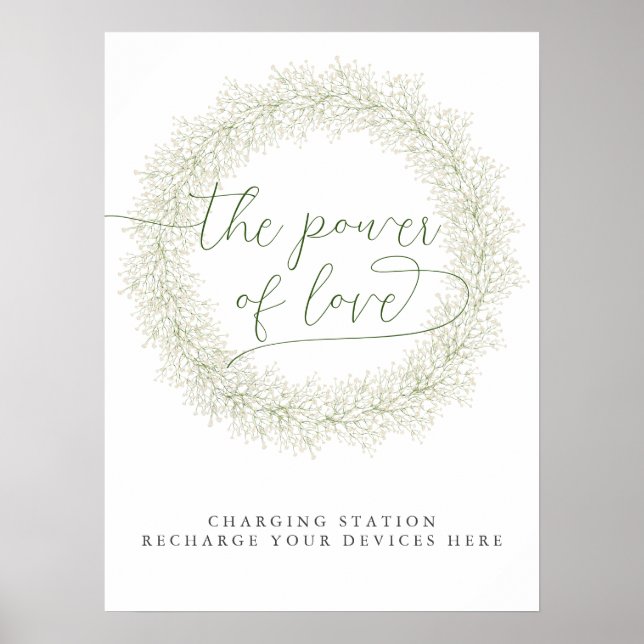 Poster Station de charge Baby's Breath Bridal Shower (Devant)