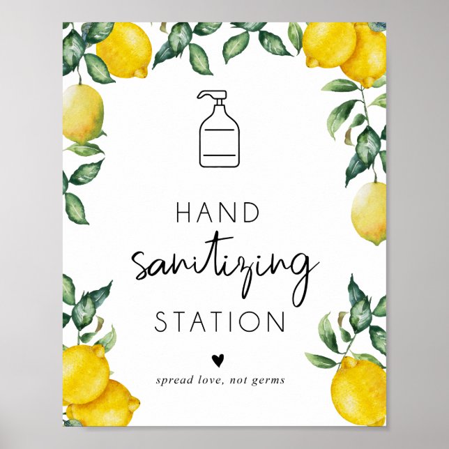 Poster Station de désinfection des mains Citrons (Devant)