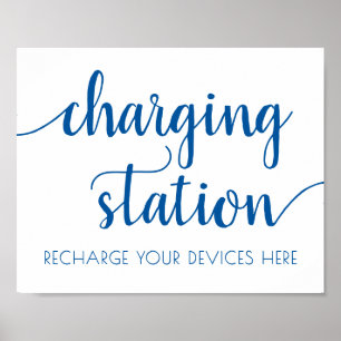 Poster Station de recharge bleue simple Signal d'événem