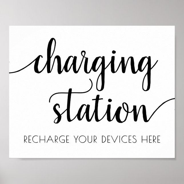 Poster Station de recharge moderne simple | Panneau noir (Devant)