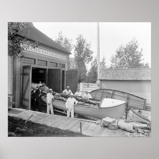 Poster Station de sauvetage, 1890. Photo vintage (Devant)