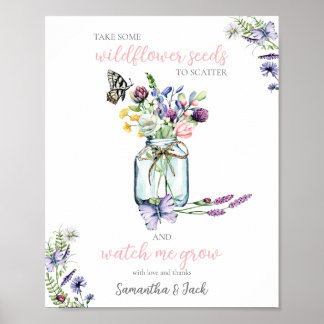 Poster Station de semences fleur sauvage Papillon Mason J