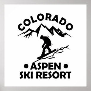 Poster Station de ski d'Aspen Colorado
