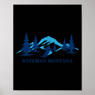 Poster station de ski de Bozeman Montana skieur 