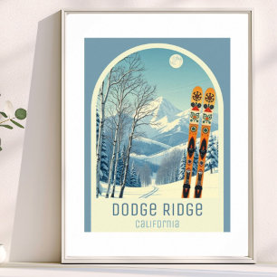 Poster Station de ski de Dodge Ridge Mountain Californie 