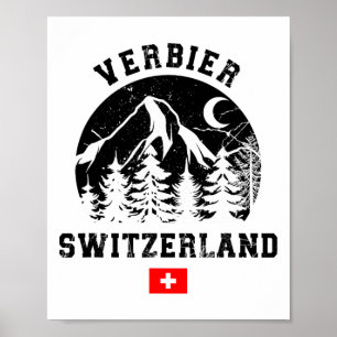 Poster Station de ski de Verbier Suisse Alpes Ski alpin