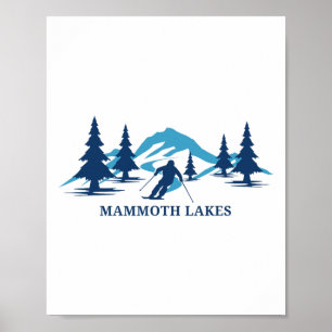 Poster Station de ski Mammoth Lakes Californie Skieur