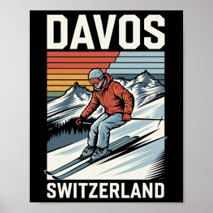 Poster Station de ski Retro Davos Suisse