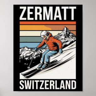 Poster Station de ski rétro Zermatt Suisse 
