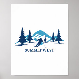 Poster Station de ski Summit West Washington Skieur Ski