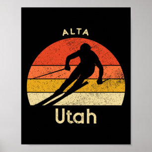 Poster Station de ski vintage Alta Utah Montagne